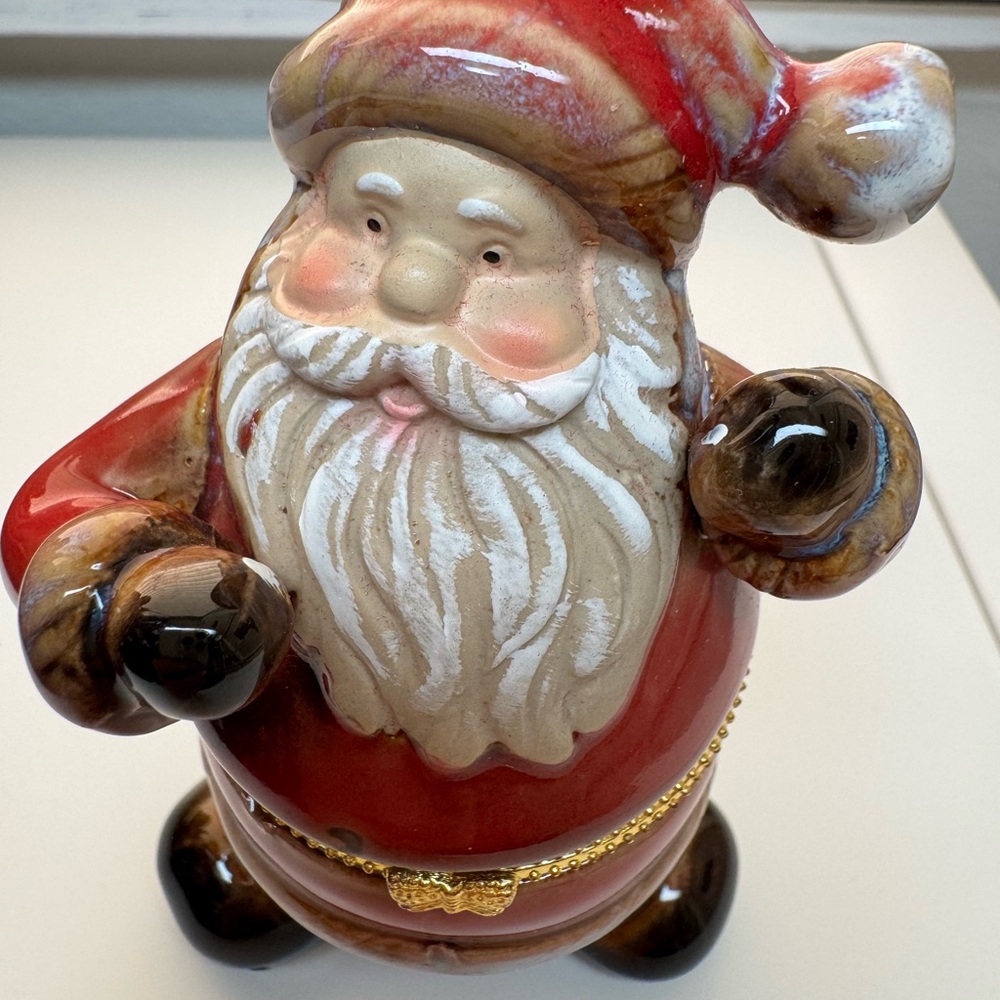 Festive vintage Santa Claus hinge trinket box - Picture 11 of 13